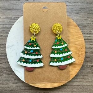 Christmas Tree Acrylic Earrings Christmas Women Xmas Jewelry
